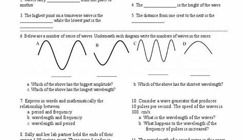 Waves Worksheet | Wavelength | Waves