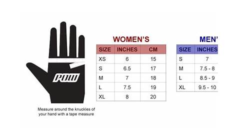 Glove Size Chart - Gallery Of Chart 2019