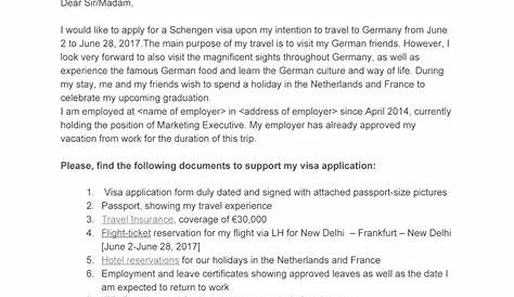 Cover Letter For Schengen Visa - Samples And Writing - Fill and