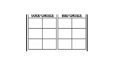 good and bad choices worksheet