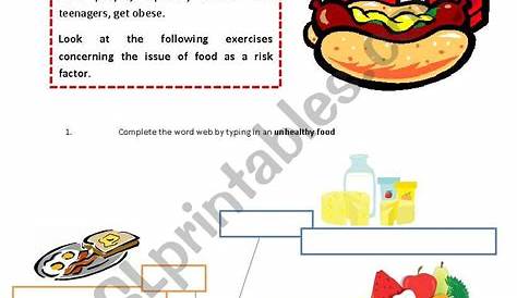 worksheets on healthy and unhealthy food