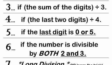 Divisibility Rules: 2, 3, 4, 5, 6, 7, 8, 9 And 10 (3) Worksheet
