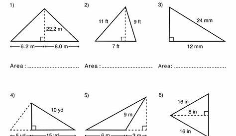 Area of a Triangle Worksheets - Math Monks