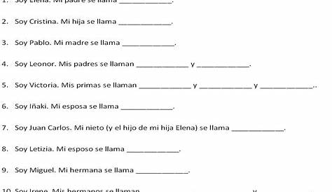spanish family worksheets