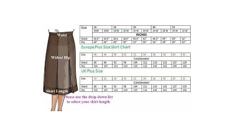 rip skirt size chart
