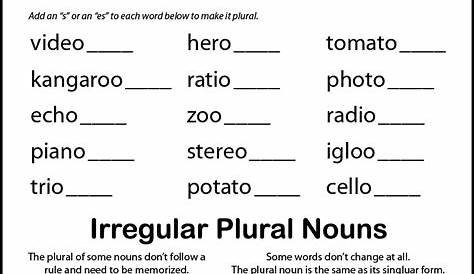 Printable Plural Nouns Worksheets for Kids - Tree Valley Academy