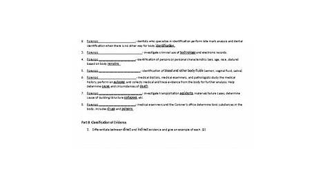 forensic science introduction worksheet