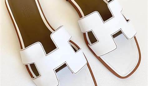Hermes Shoes | Hermès Oran Leather Flats Sandals, White, (Size 8