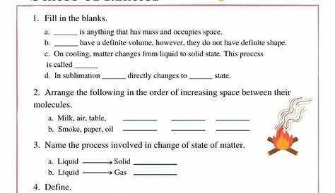 properties of matter worksheet answer key