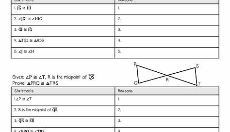 proving triangle congruence worksheets with answers