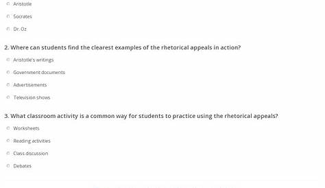 Quiz & Worksheet - How to Teach Ethos, Pathos & Logos | Study.com
