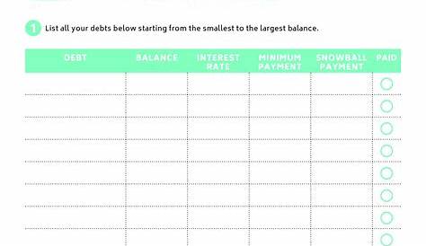 printable debt snowball worksheet printable