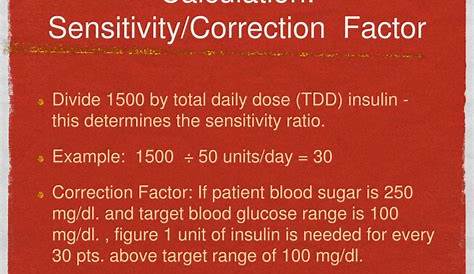 insulin sensitivity factor chart