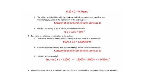 Conservation of Momentum Worksheet with Answers | Teaching Resources