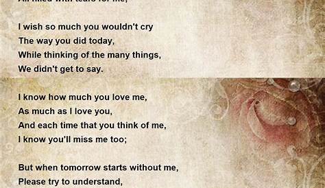 if tomorrow starts without me printable poem
