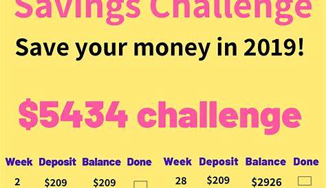 weekly printable money saving challenge