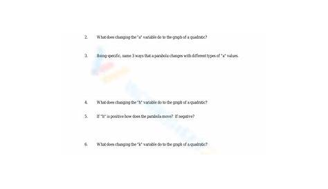 quadratic transformations worksheets answers