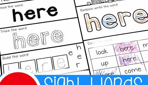 sight words for pre k printables