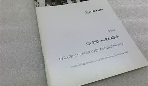 A- 2010 Lexus RX 350 450h Owners Manual Maintenance Requirements OEM