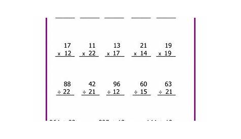 long division and multiplication worksheets