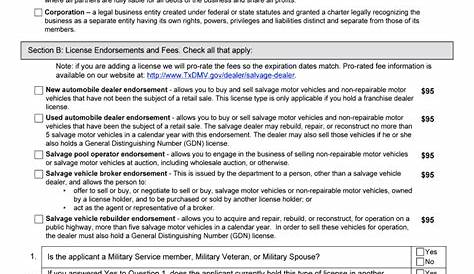 Texas Dealer License Application Form - Fill Online, Printable