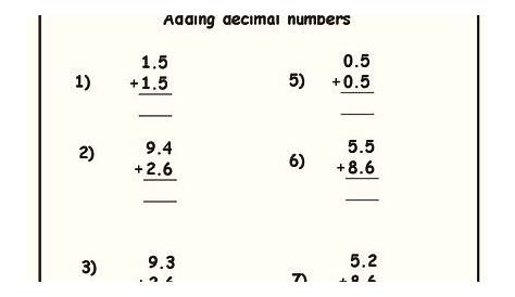 Adding Decimal Numbers Worksheet for 2nd - 3rd Grade | Lesson Planet