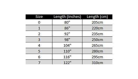 karate belt size chart