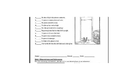 Observation Vs Inference Worksheet With Answers