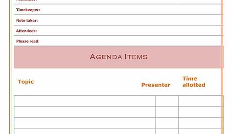 free agenda templates pdf