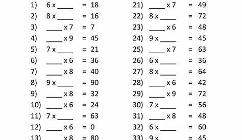 math worksheet times 5
