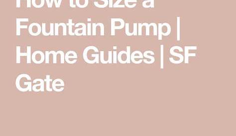 fountain pump size chart