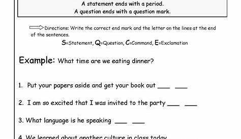 types of sentence worksheet