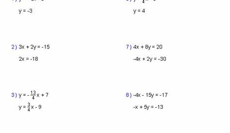 systems of equations worksheets