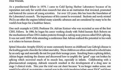 Annual Appeal letter - Cold Spring Harbor Laboratory