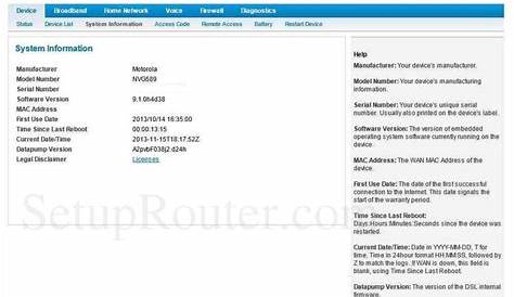 Motorola NVG589 Screenshot SystemInformation