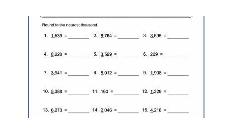 rounding to the nearest thousand worksheets