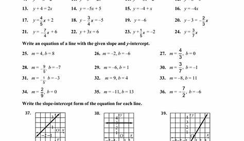 Lesson 12 Writing A Linear Equation In Slope Intercept Form Answer Key