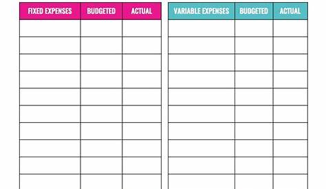 monthly financial worksheet template