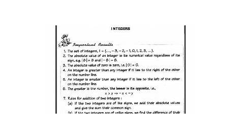 representation of integers worksheets answers