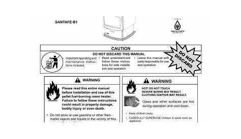 Quadrafire Santa Fe Pellet Stove User manual | Manualzz