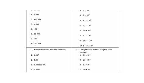 Standard form worksheet | Teaching Resources