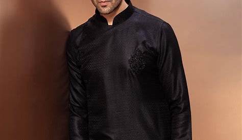 Bold and Classy Black Kurta Set | Mens kurta designs, Long sleeve