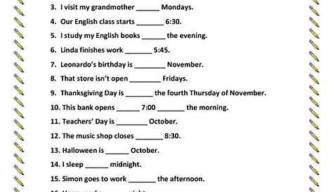 preposition of time worksheet pdf