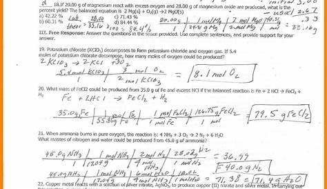 gas stoichiometry worksheet answers