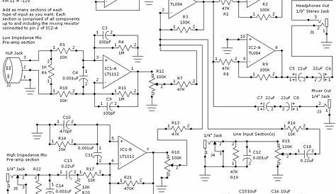 Schematic & Wiring Diagram: Circuits Schematic Mono Audio Mixer