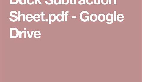 Duck Subtraction Sheet.pdf - Google Drive | Subtraction, Classroom