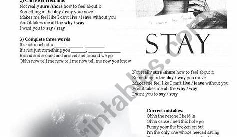 Rihanna - Stay - ESL worksheet by gosiahilton
