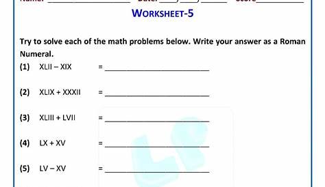 roman numbers practice worksheets