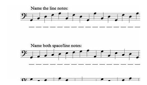Bass Clef Note Recognition – Worksheet | Music Worksheets | Pinterest