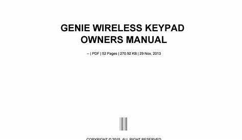 genie wireless keypad manual